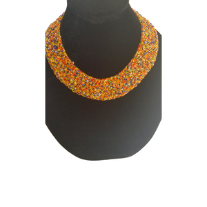 Interwoven Multi colored Women's Beaded Necklace