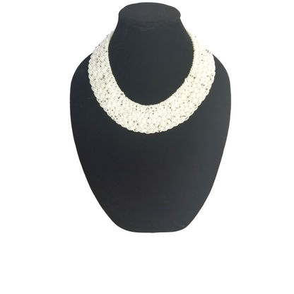 Interwoven White Bead Necklace