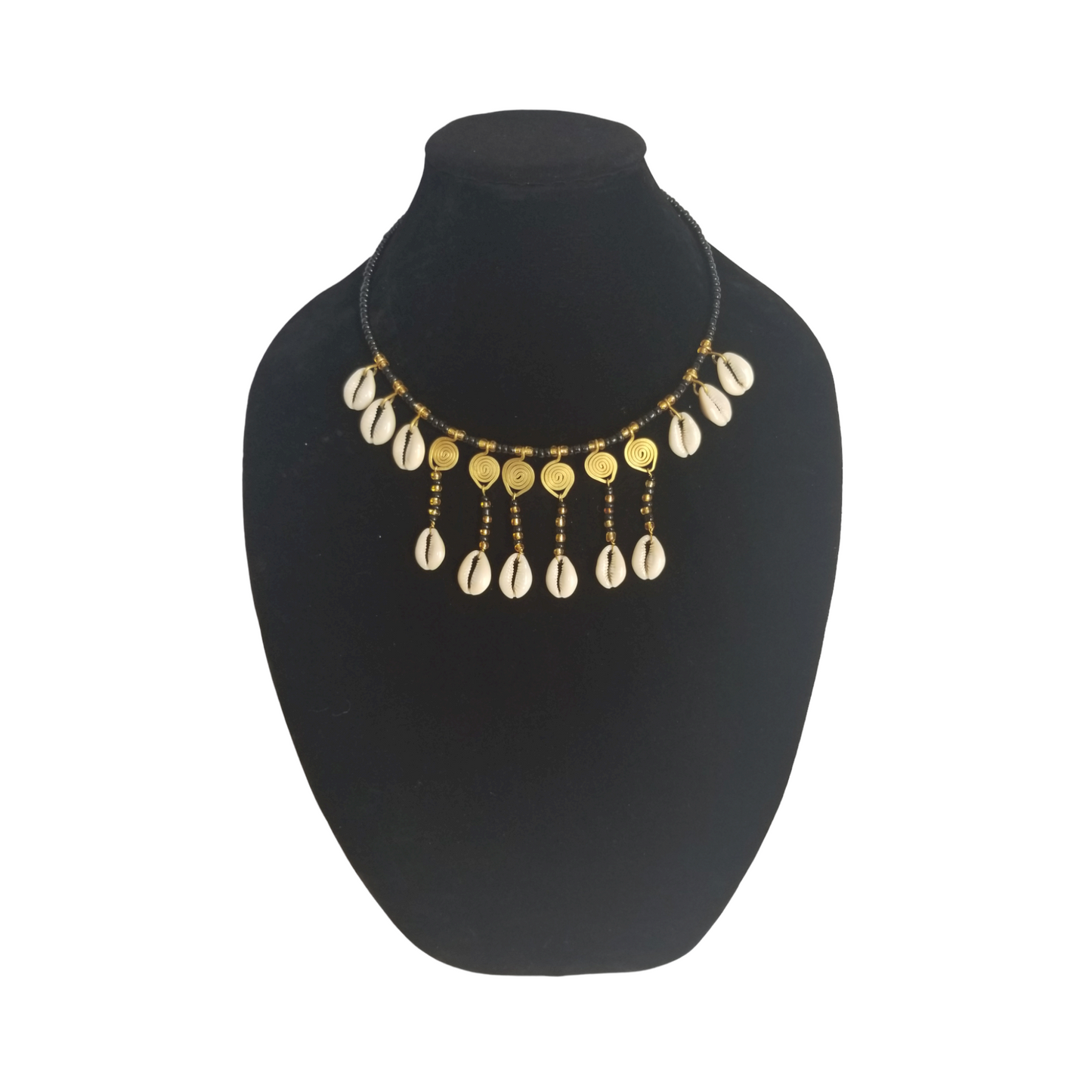 Brass Coils With Cowrie Necklace