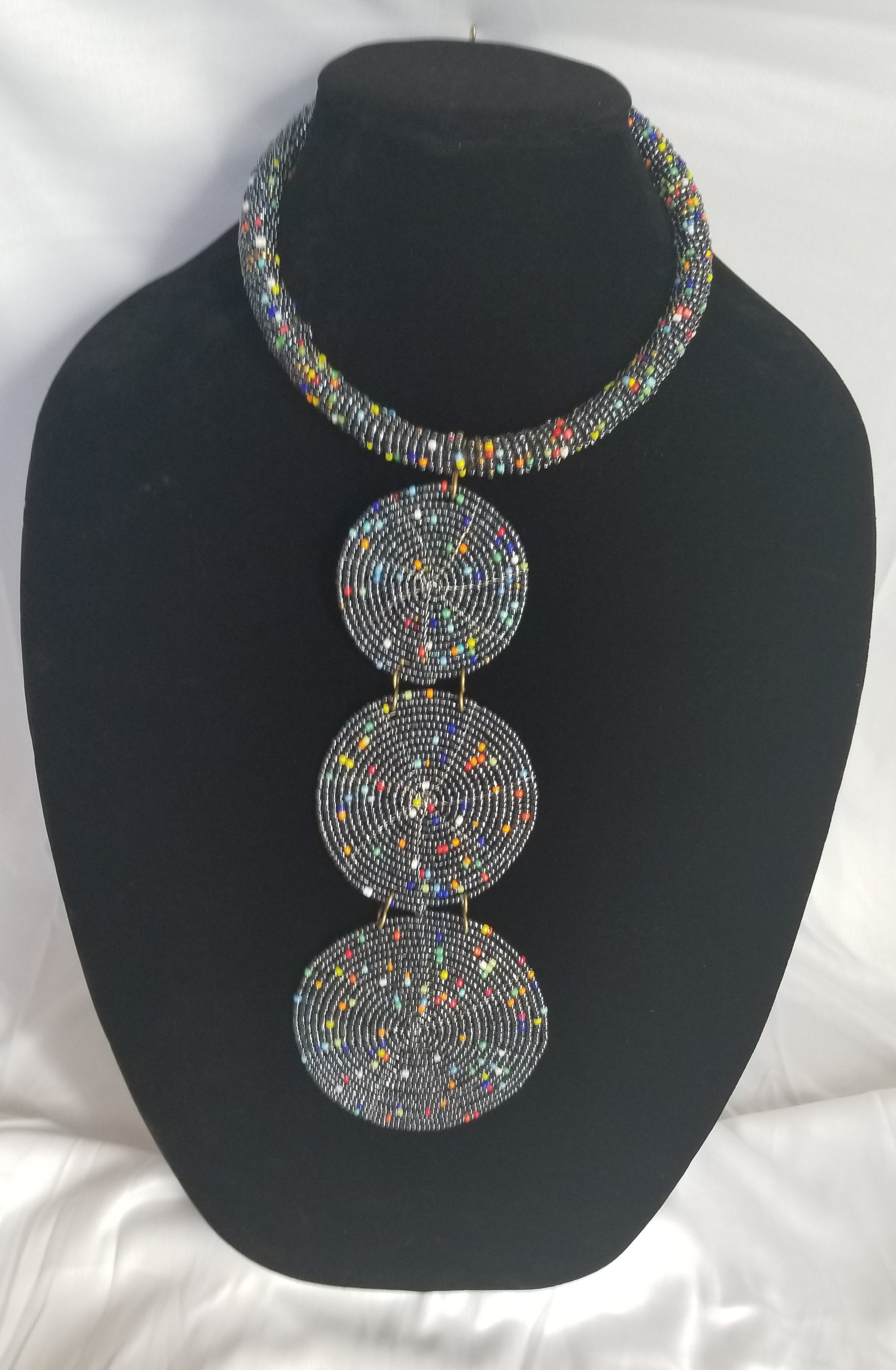 3 Platinum & Multi-Colors Circles Necklace