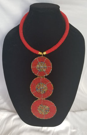 3 Red Circles Necklace