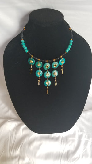 Small Blue Coconut Shell Necklace