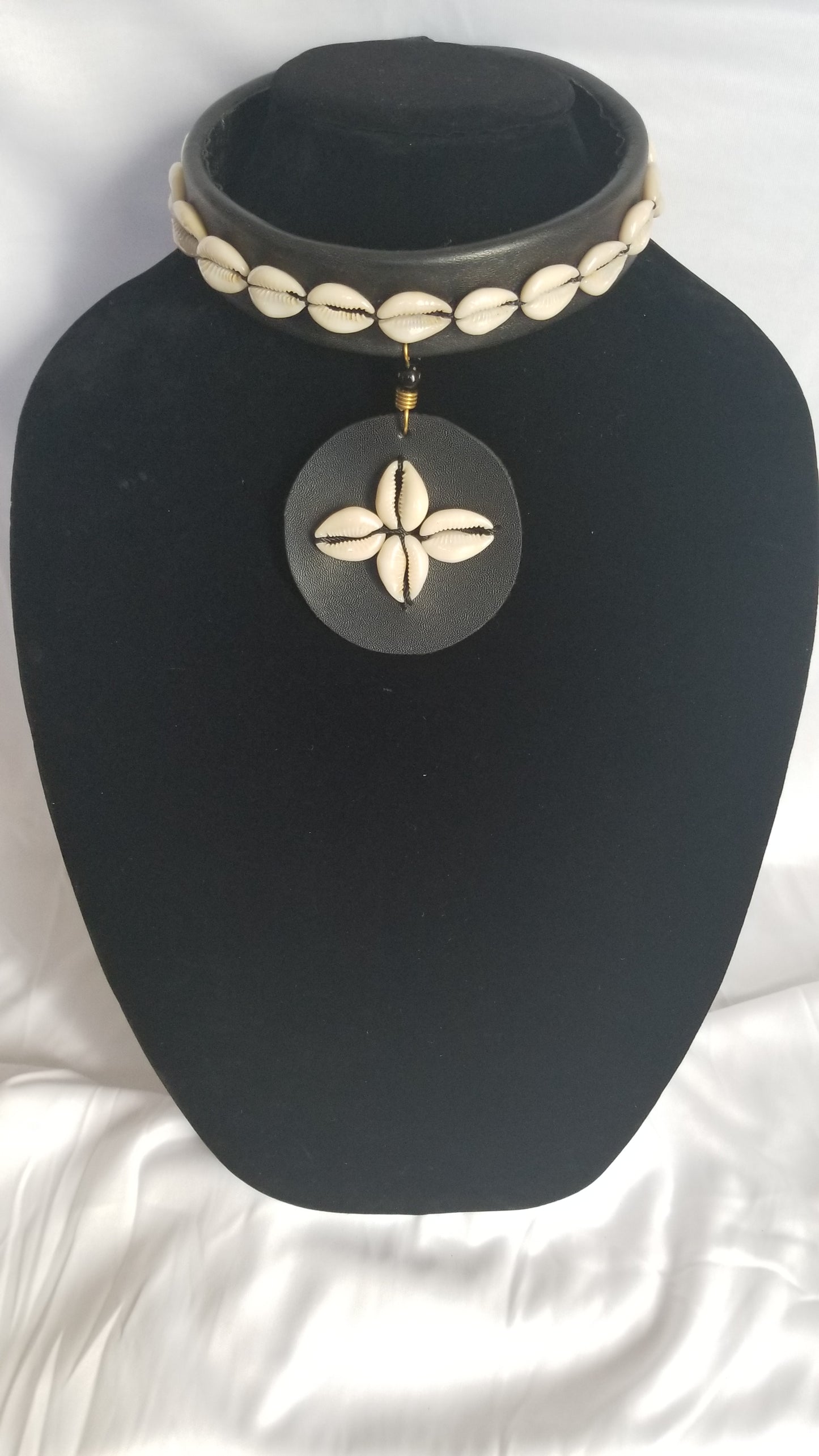 Leather Choker with Cowries & Leather Pedant
