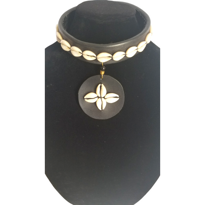 Leather Choker with Cowries & Leather Pedant