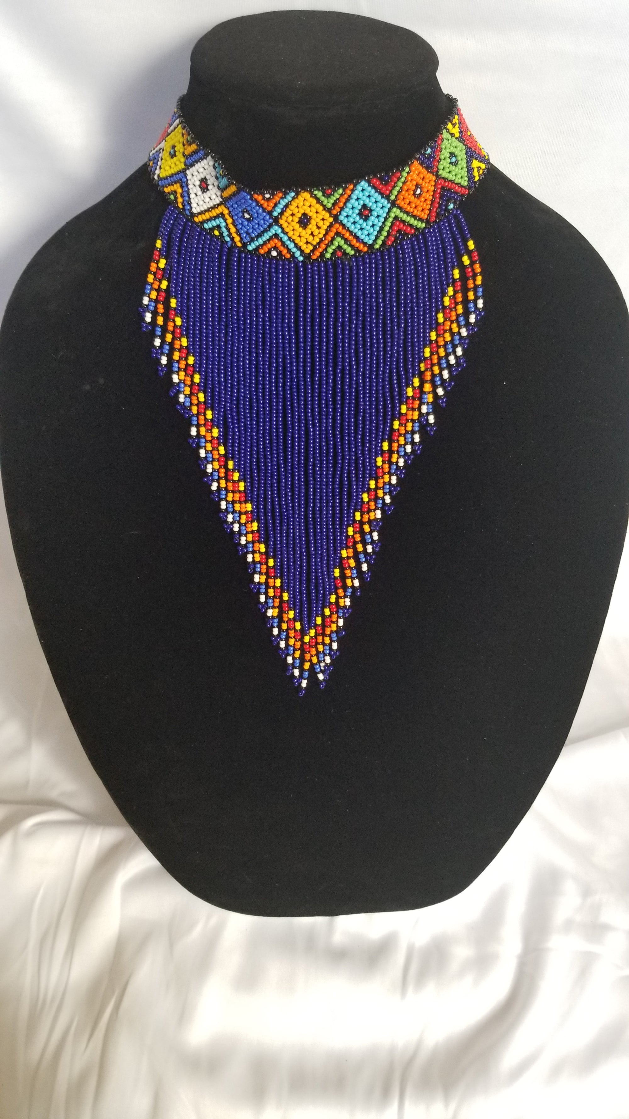 Multi-colored Choker With Blue Strands