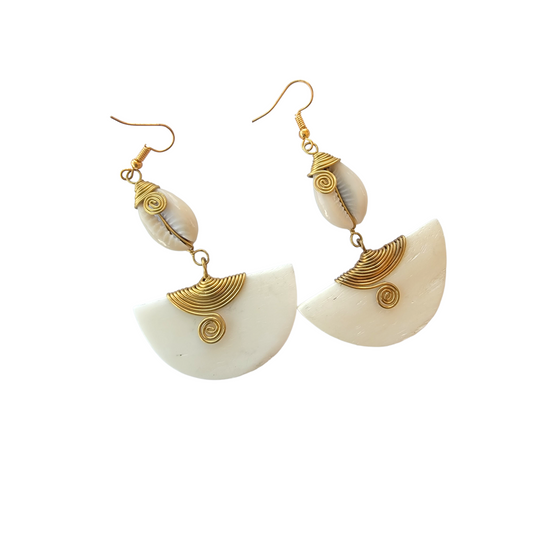 Cowrie & Bone Earrings