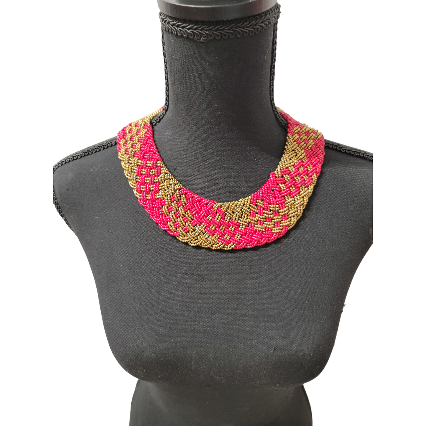 Interwoven Red with Gold Patches Necklace