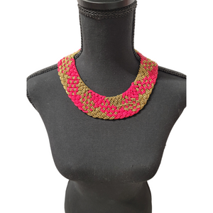 Interwoven Red with Gold Patches Necklace