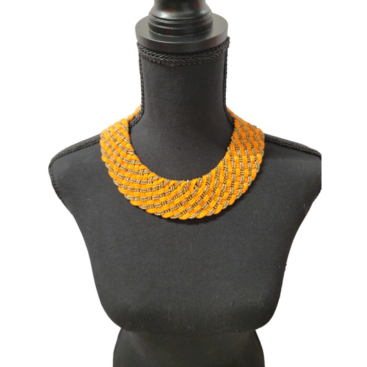 Interwoven Orange & Gold Necklace