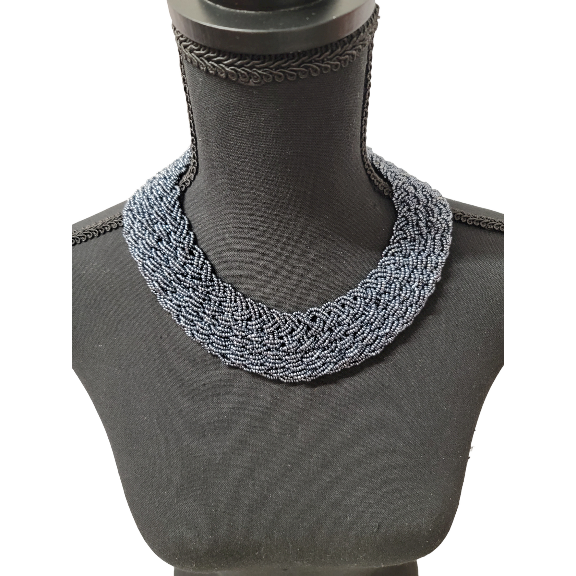 Interwoven Platinum Beaded Necklace