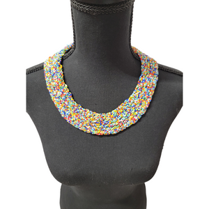 multilayered beaded necklace | Interwoven Multi colors Beaded necklace - Shiro's African Boutique