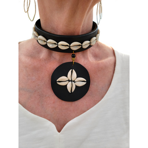 Leather Choker with Cowries & Leather Pedant