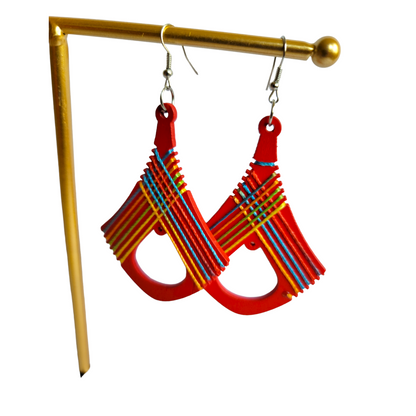 Red Threaded Earrings