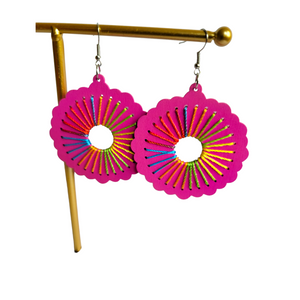 Round Pink Threaded Earrings