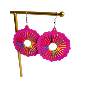 Round Pink Threaded Earrings