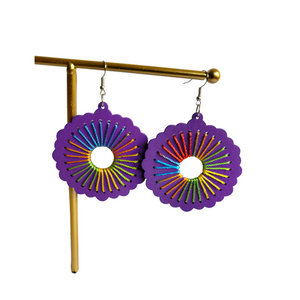 Round Purple Threaded Earrings