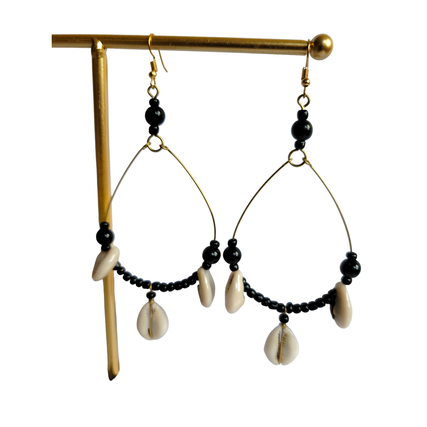 Cowrie Shells & Beads Hoops