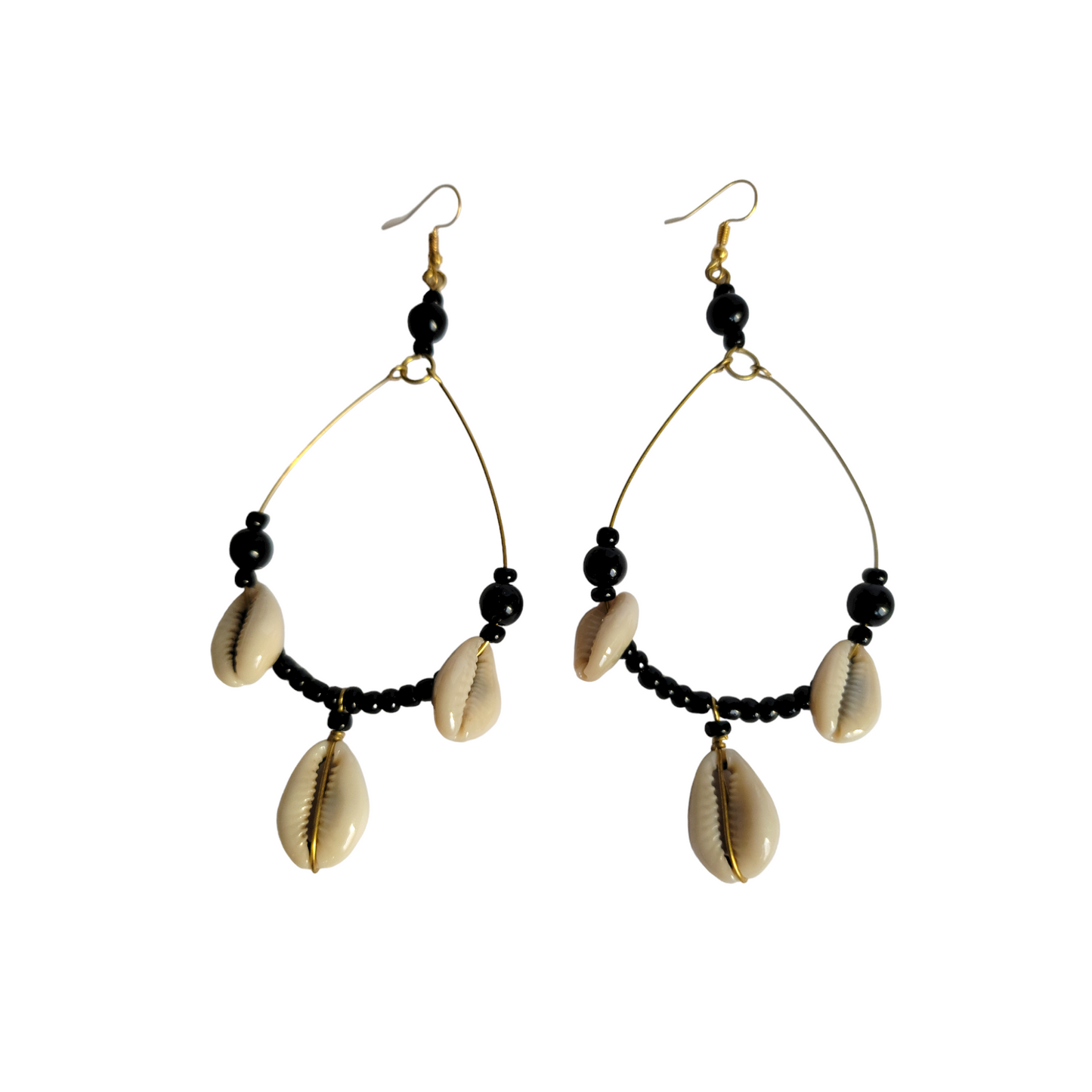 Cowrie Shells & Beads Hoops