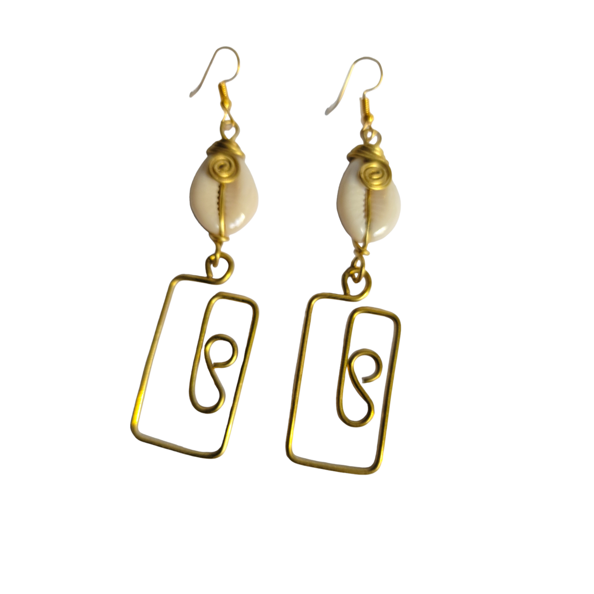 Brass & Cowrie Shell Earrings