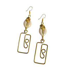 Brass & Cowrie Shell Earrings