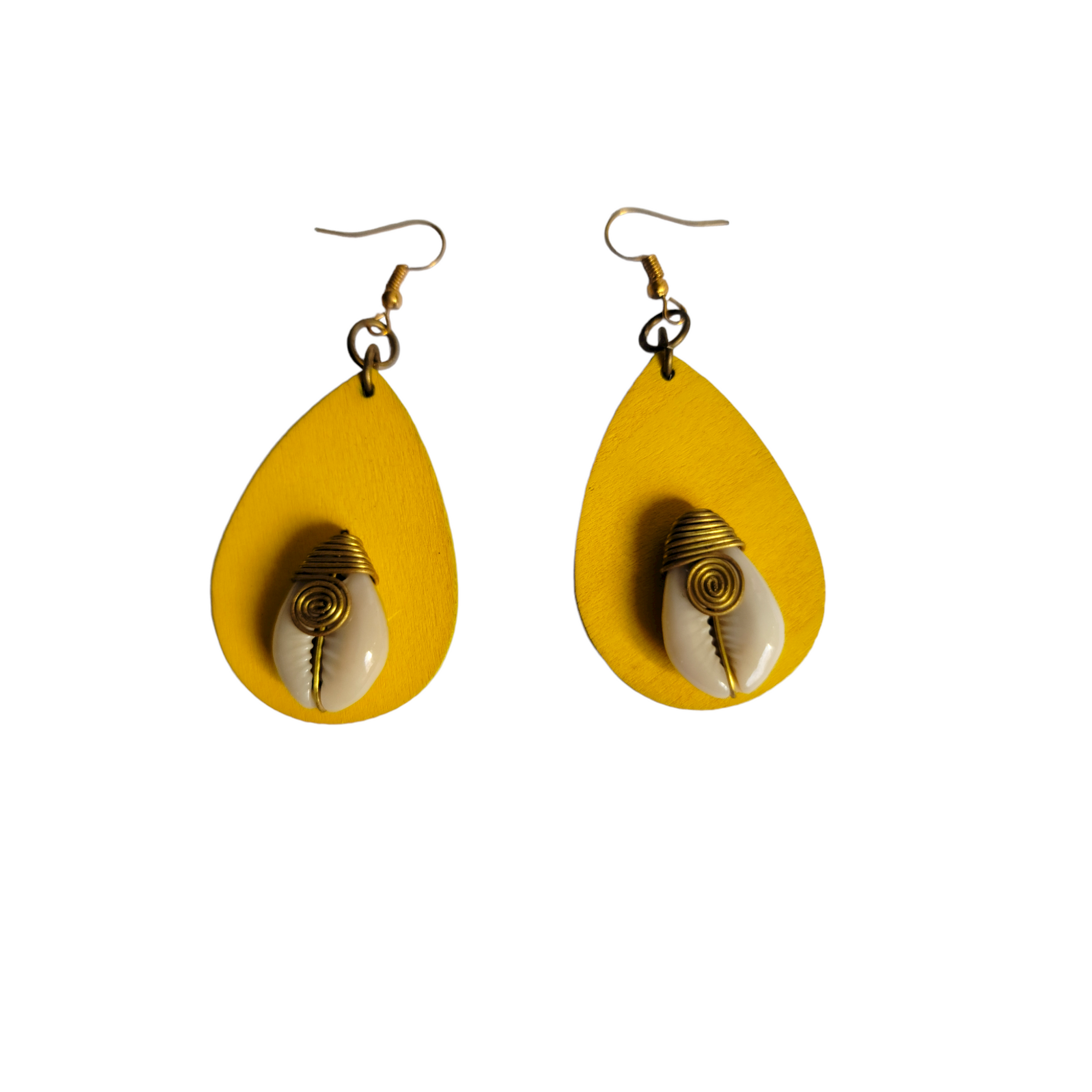 Yellow Cowrie Shells Earrings