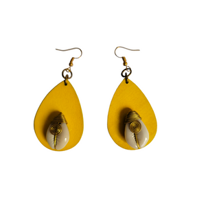 Yellow Cowrie Shells Earrings