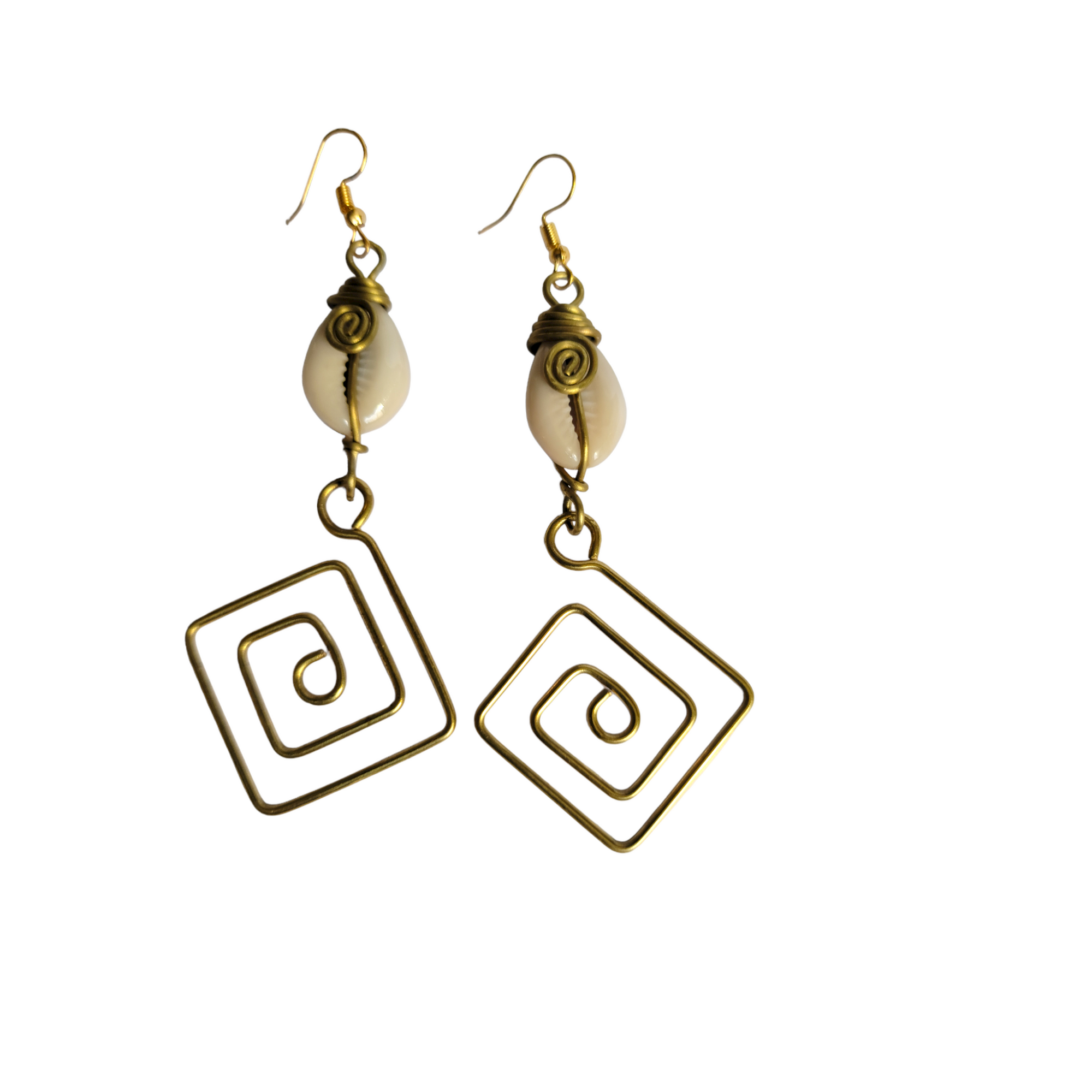 Brass with Cowrie Shell Earrings