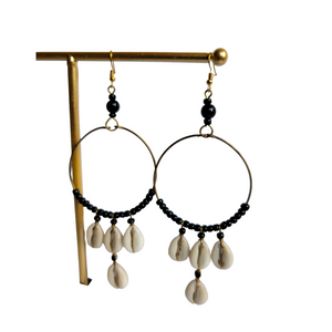 4 Cowrie Shells &amp; Beads Earrings