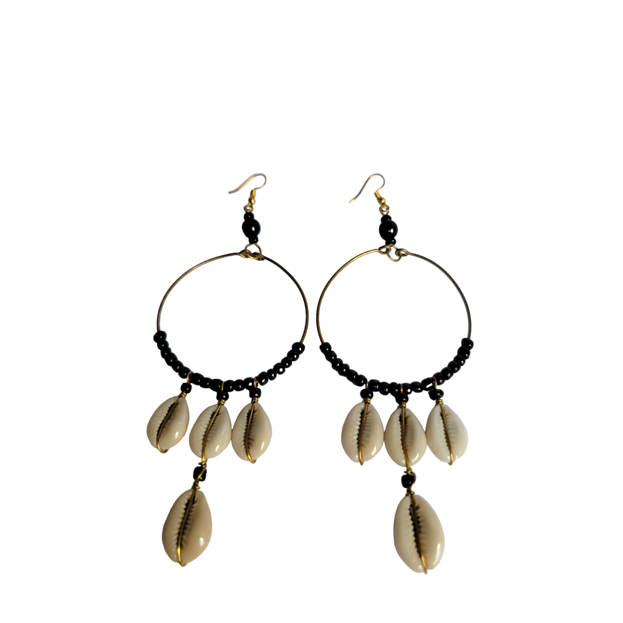 4 Cowrie Shells &amp; Beads Earrings