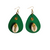Green Wooden and Cowrie Shell Earrings