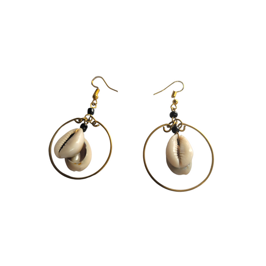 Small Hoop with 2 Cowrie Shells