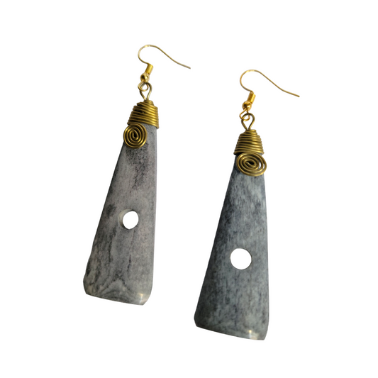 Gray Cow Bone Earrings