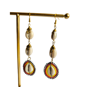 3 Cowrie Shells & Masai Beads Earrings