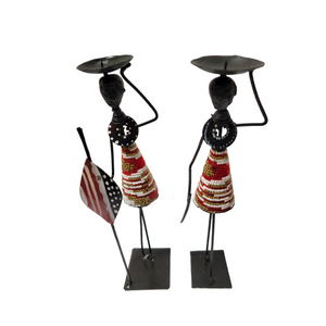 Multi-colored African Couple Candle Holder