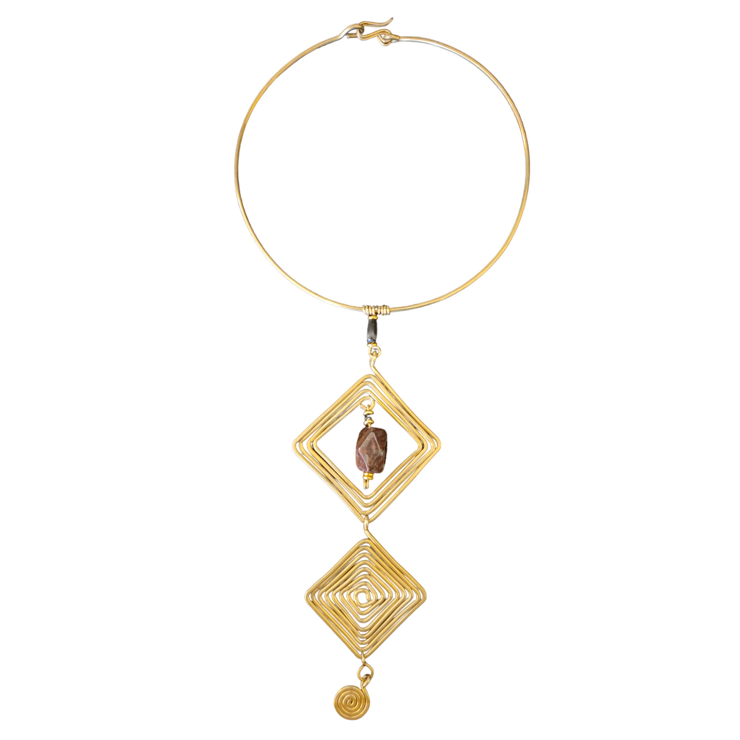 2 Brass Squares Necklace Set