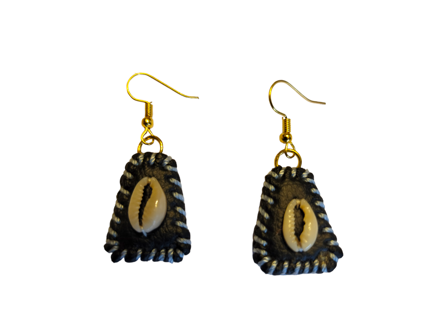 Mini Leather w/ Cowrie Earrings
