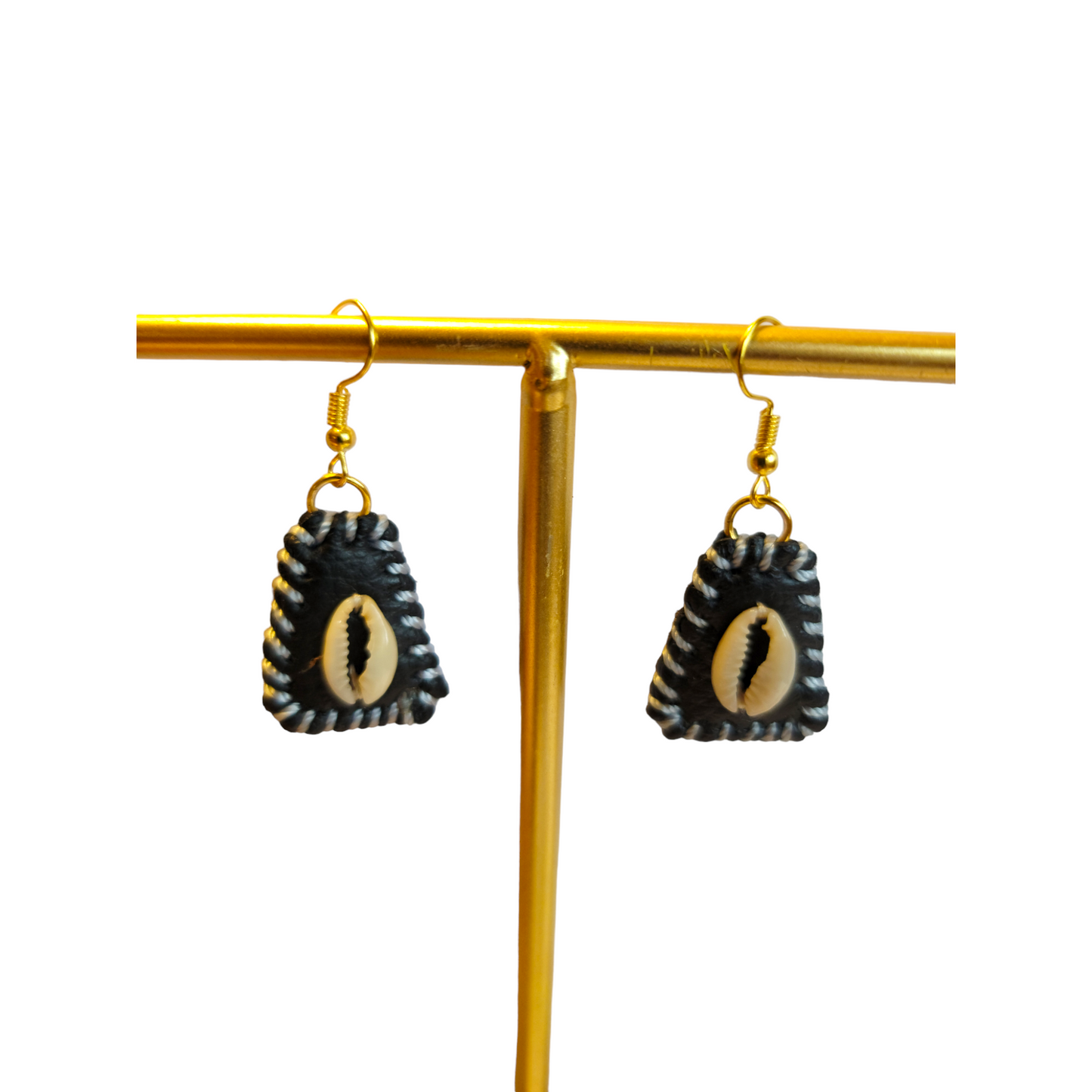 Mini Leather w/ Cowrie Earrings