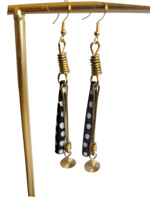 Polka Dot & Brass Earrings