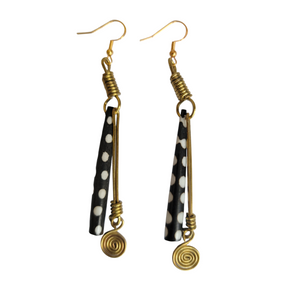 Polka Dot & Brass Earrings