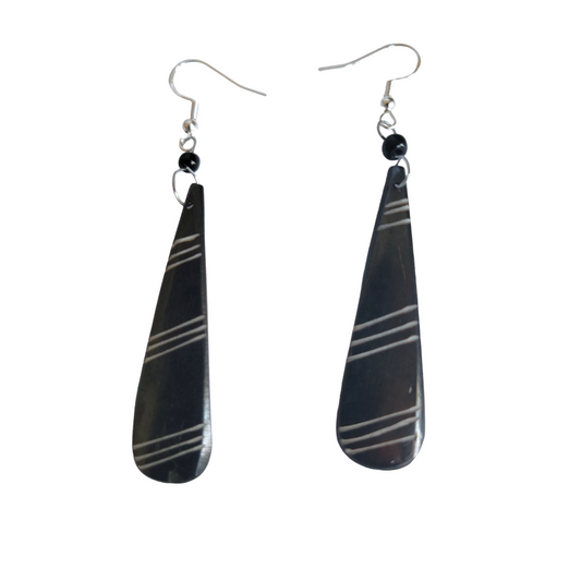 Brown Bone W/ 3 lines Earrings