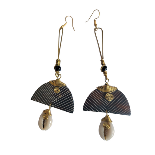 Sripped Half Moon Earrings