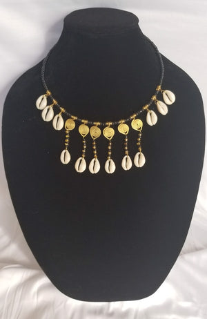 Brass Coils With Cowrie Necklace