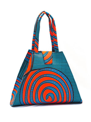 Teal, Orange & Black Kitenge Bag