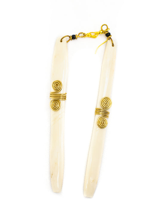 Cow Bone & Brass Earrings