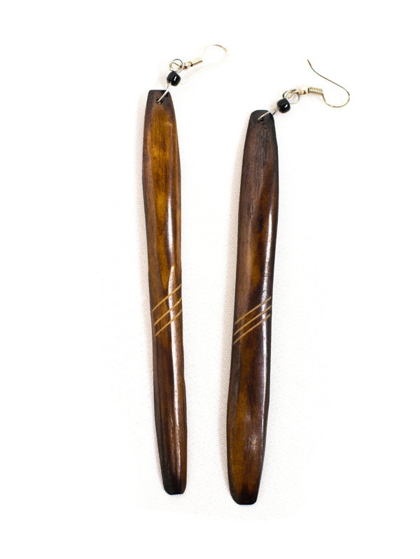 Long Brown Cow Bone Earrings