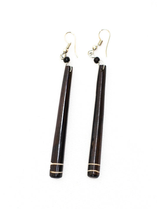 Brown Cow Bone Earrings with 2 Lines