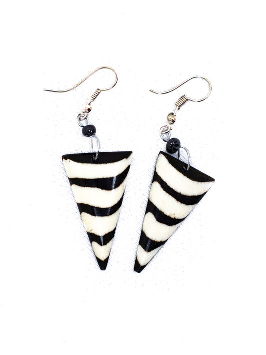 Black & White Bone Triangle Earrings