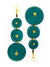 Green 3 Circles Wooden Earrings