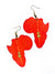Red African Map Earrings