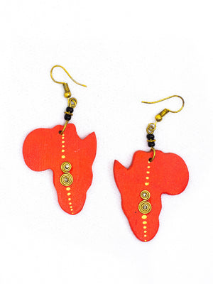 Orange African Map Earrings